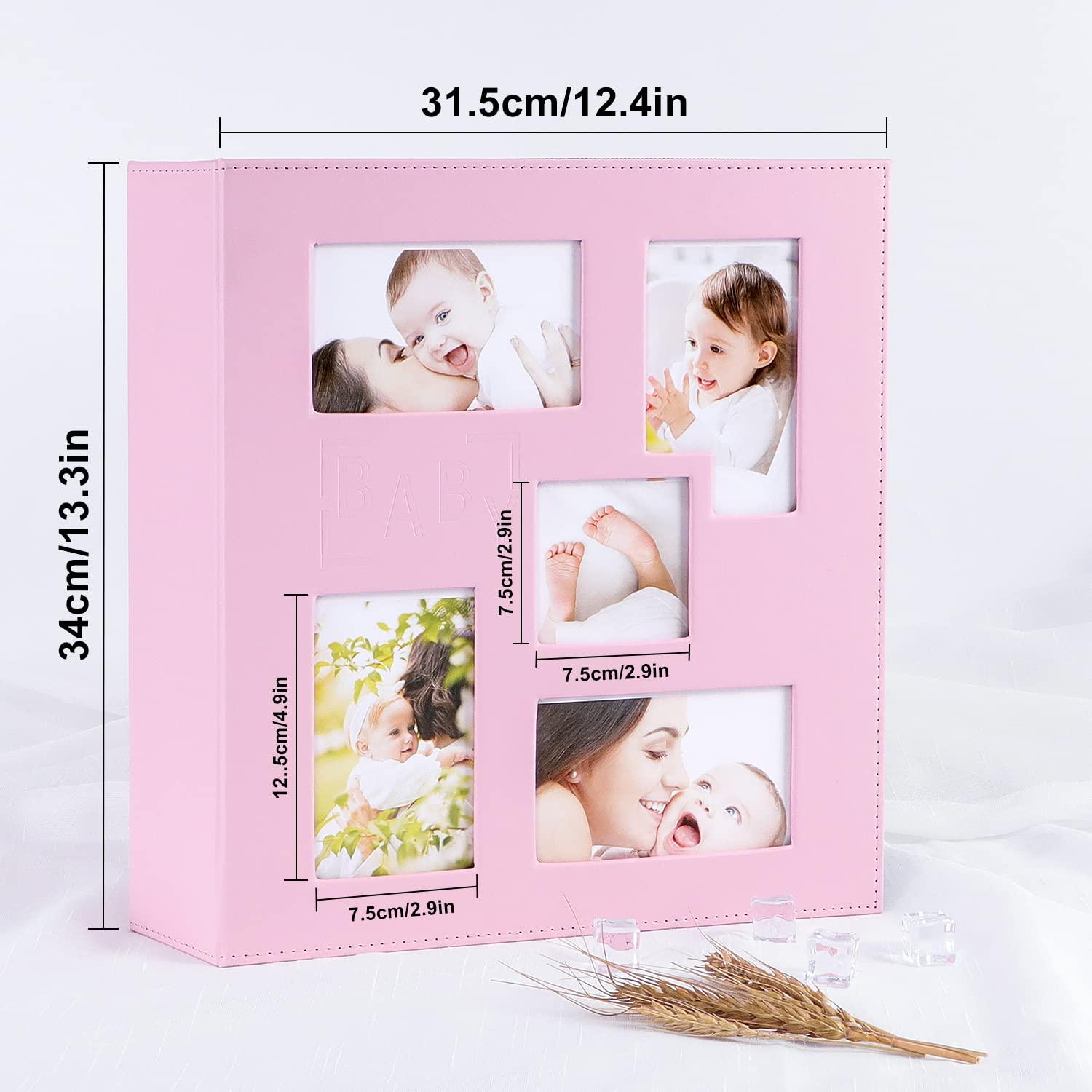 Benjia Baby Girl Photo Album 6x4, Leather Picture Album holds 500 Landscape and Portrait 10x15cm Photos Pink 1