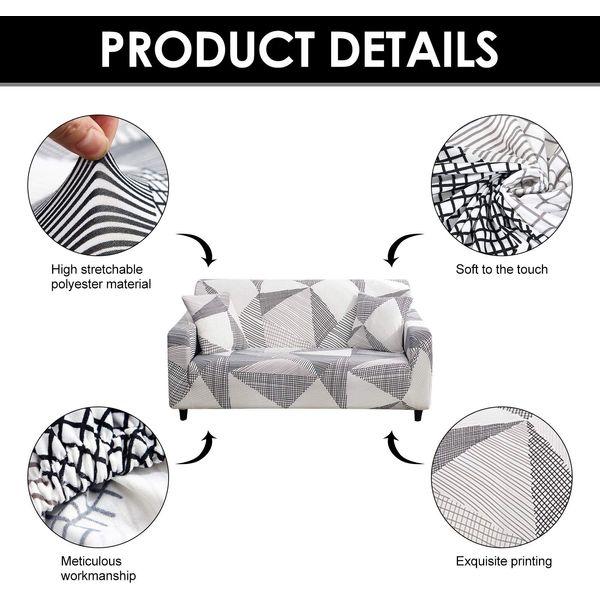 JOYDREAM 1-Piece Stretch Sofa Cover Anti-Slip Couch Slipcovers Elastic Furniture Protector for Armchair/Couch Soft Fabric Settee Covers Couch Cover with 1 Cushion Cover (Medium, Lines) 2