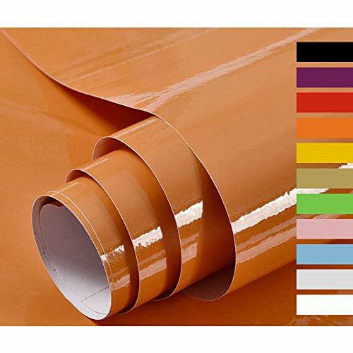 Sticky Back Plastic Roll Paper Self Adhesive Wallpaper Glitter Effect Vinyl Film Furniture Sticker for Walls Doors Windows Orange 40X300cm 0