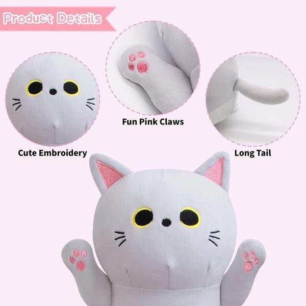 Desdfcer Cat Plush Hugging Pillow Toy - 3D Cute Cat Stuffed Animals Pillow Toy - Kawaii Cat Plush - Ccat Pillow Plush for All Ages - Gift for Christmas Birthday Children's Day Home Decoration 2