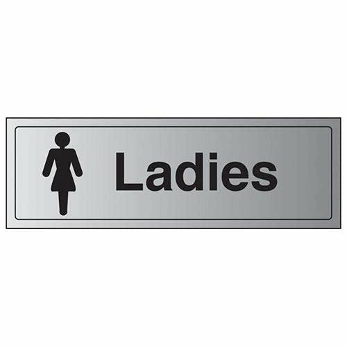 VSafety General Door-Ladies toilet Sign - 300mm x 100mm - Self Adhesive Alu Effect 0