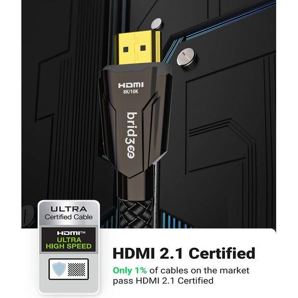 BRIDGEE Certified Ultra High Speed HDMI Cable (9.84ft/3m), HDMI 2.1 Cable Compatible with PS5 Xbox Series X 8K TVs, Supporting 48Gbps 8K@60Hz 4K@120Hz Dynamic HDR 10, eARC, VRR, ALLM 1