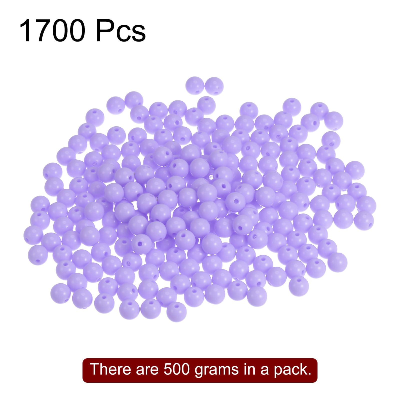 sourcing map 1700pcs Acrylic Round Beads 8mm Loose Bubble Craft Bead Assorted Candy Color for DIY Bracelet Earring Necklace Jewelry Making, Light Purple 2