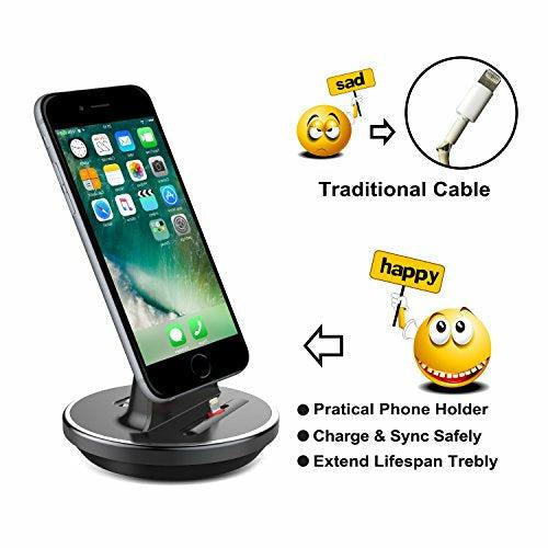 NXETÂ® iPhone/iPad/iPod Desktop Charging Dock, [Case Compatible] 8Pin Charger Cradle & Data Sync Cable Stand Charge Holder for iPhone 12 SE (2020) 11 Pro Max XS Max XR X 8 7 6S 6 Plus 5S 5C 5 / iPad Mini Air Pro / AirPods Pro 2