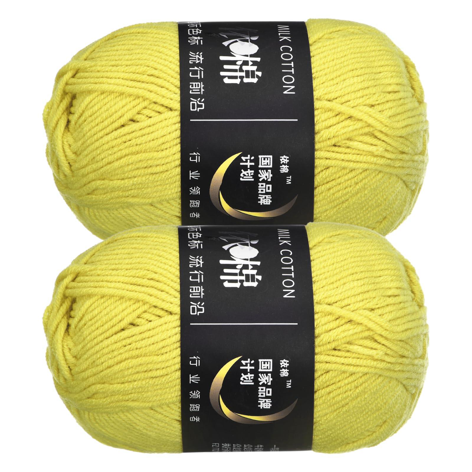 sourcing map Acrylic Yarn Skeins, 2 Pack of 50g/1.76oz Soft Crochet Yarns for Knitting and Crocheting Craft Project, Yellow-Green