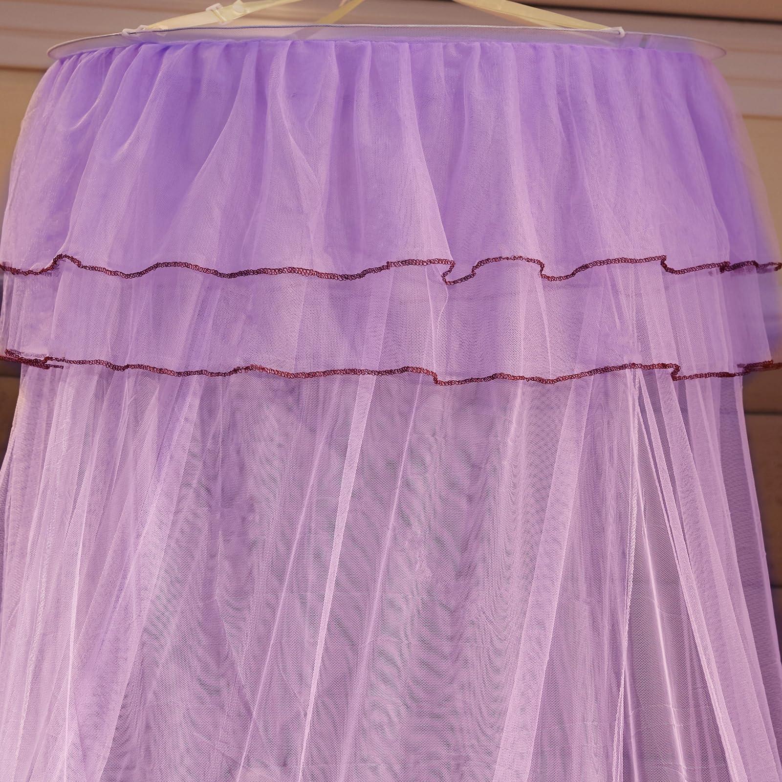 Beyeutao Purple Bed Canopy Lace Mosquito Net Kids Bed Canopy Round Dome Bed Canopy Bed Tent Play Tent Mosquito Net for Girls Boys Room Decoration Present. 3