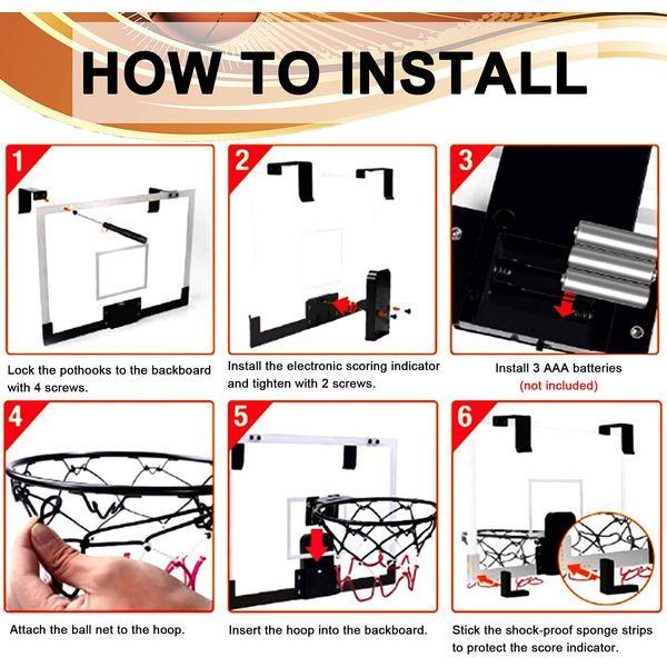 STAY GENT Mini Basketball Hoop for Kids and Adults with Electronic Score Record, Indoor Wall Mounted Basketball Hoop Set with 3 Ball, Outdoor Sport Shooting Ball Game Toys Gift for Boys Girls Bedroom 4