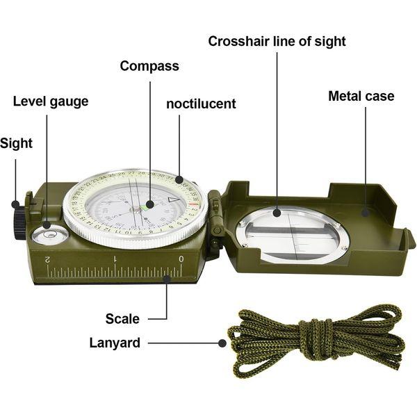 COONOO Military Lensatic Compass for Hiking Survival Camping Hunting Gifts Army Waterproof Pocket Compass for Men Magnetic Map Metal Tactical Large Navigation Tritium Compass with Mirror 1