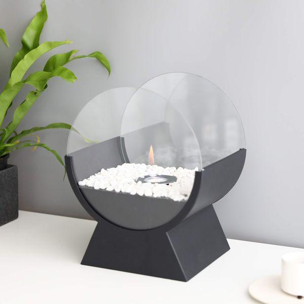 JHY DESIGN Round Glass Tabletop Fire Bowl Pot 34cm Tall Portable Tabletop Fireplace-Clean-Burning Bio Ethanol Ventless Fireplace for Indoor Outdoor Patio Parties Events 1
