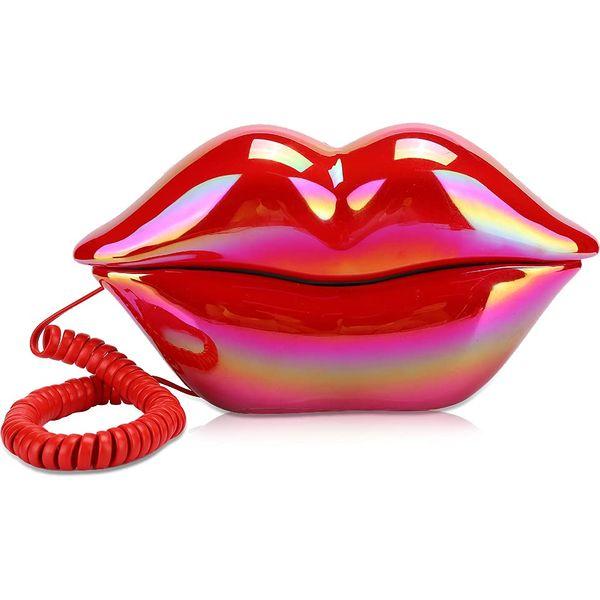 Creative novelty Red Lips Landline Phone Corded Phone,European Style Desktop Telephone for Home Office,Practical and Decorative,Great For Kids/Friends 0