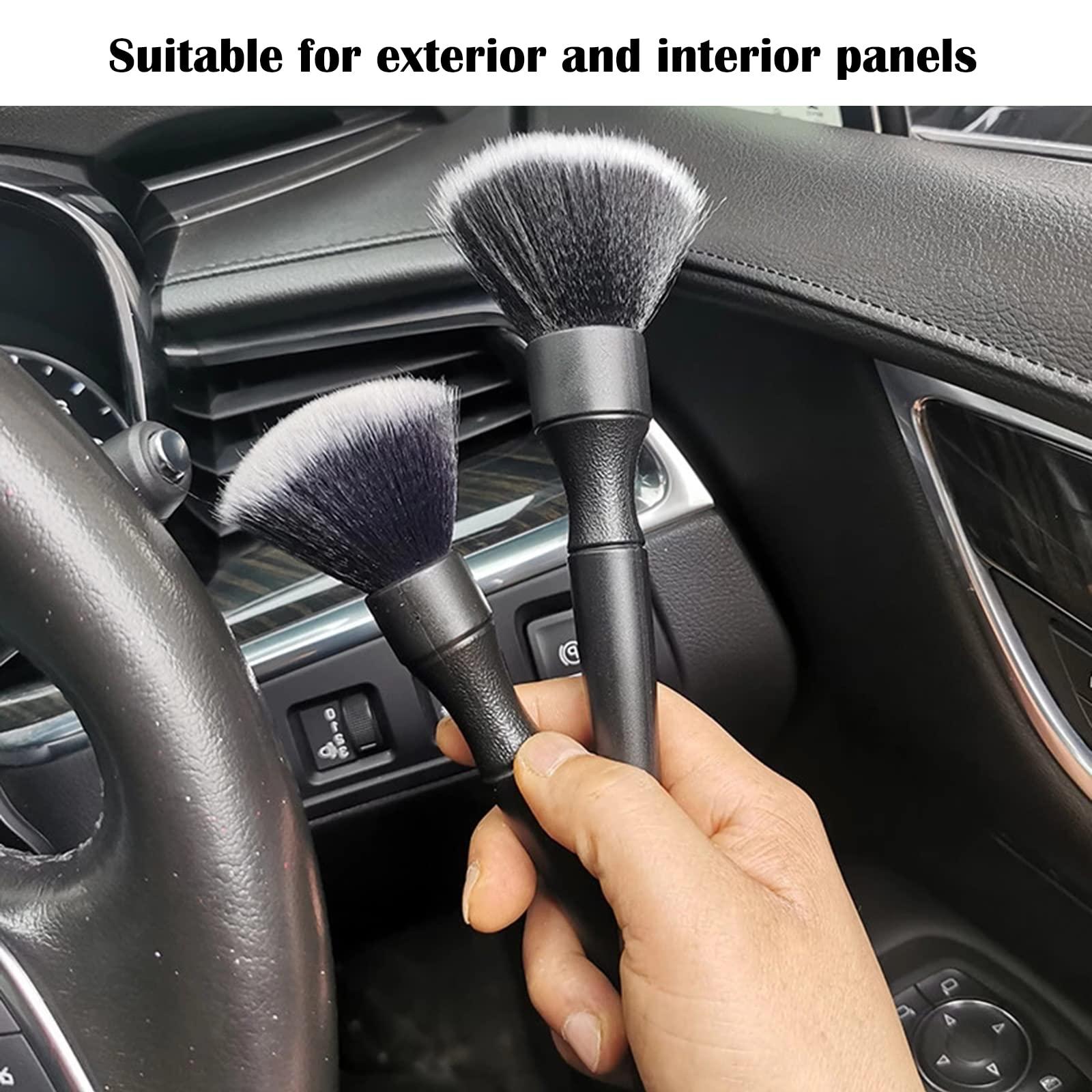 ALI2 Detailing Brush Set,Soft Comfortable Grip for Car Interior and Exterior Detailing Cleaning,Black 3