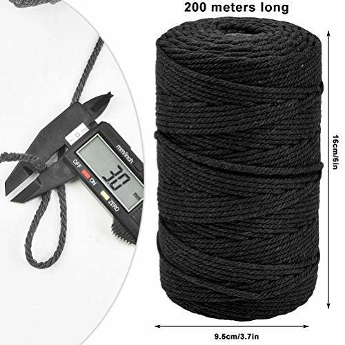 DODUOS Macrame Cord 3mm x 656ft, Cotton Macrame String Rope Braided Cotton Cord 3mm Bakers Twine for Handmade Plant Hanger,Butchers String Wrapping Rope for Wall Hanging Knitting Craft Handmade Making 1
