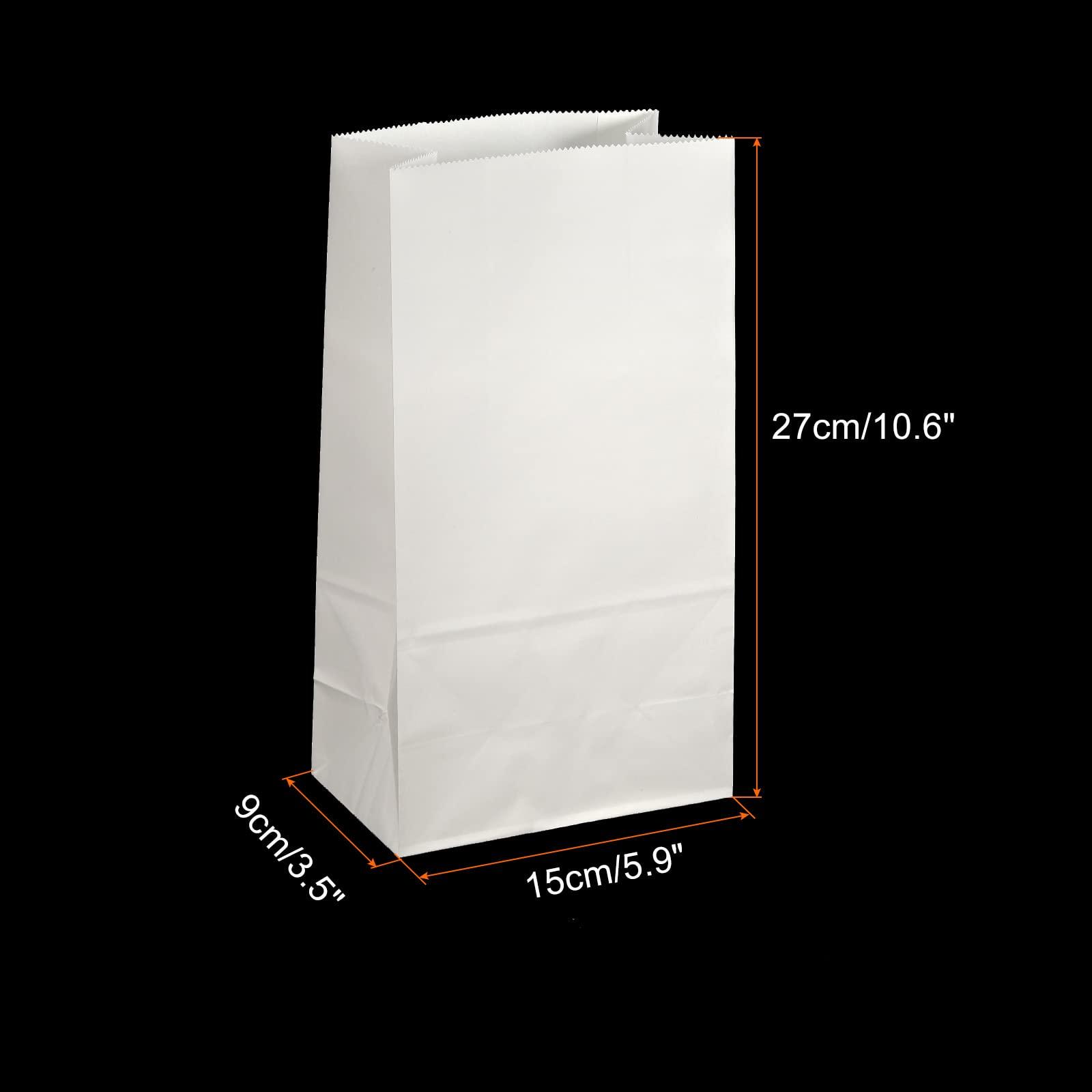 sourcing map Paper Bags White Paper Grocery Bag 6lb 15x27x9cm 60g for Candy Snacks, Pack of 50 1