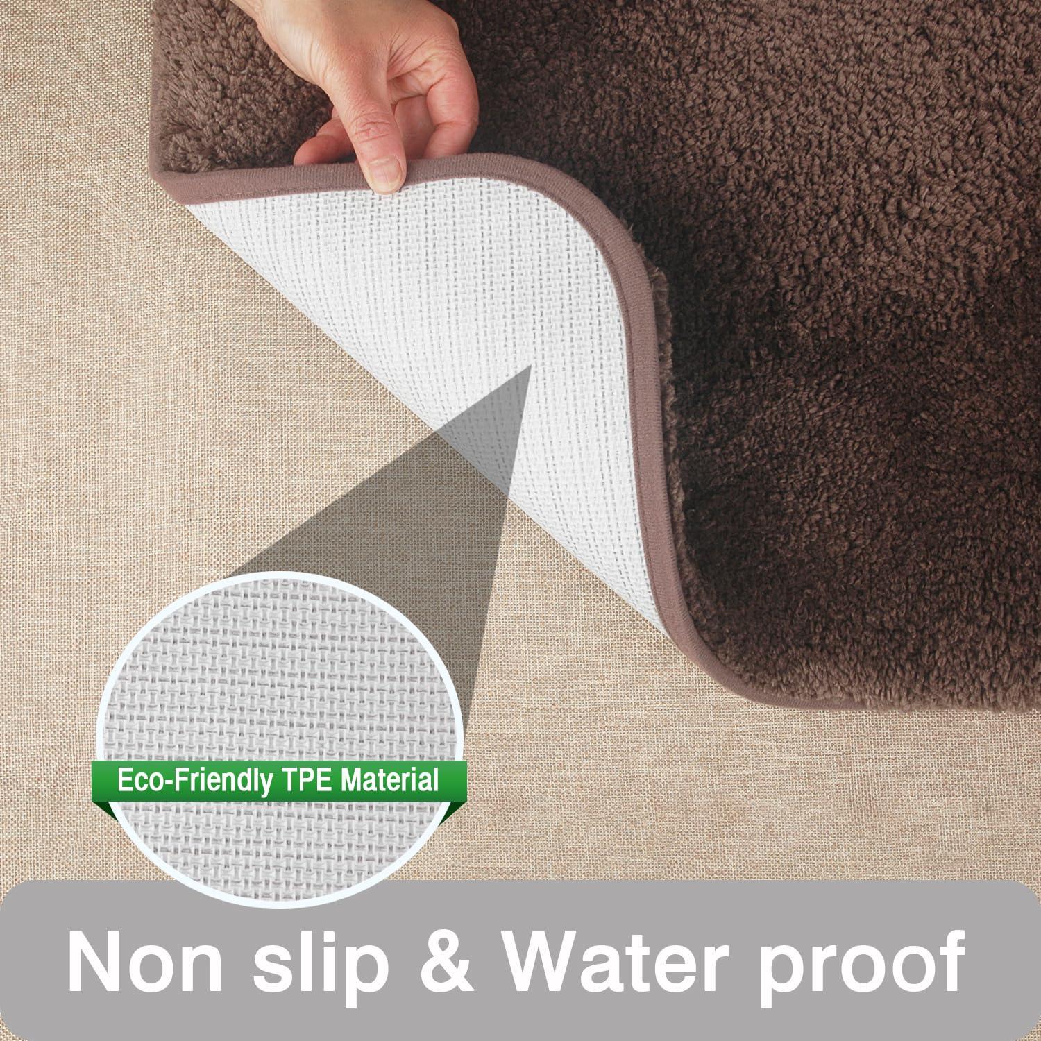 FCSDETAIL Non-slip Bath Mat 80 x 150 cm, Quick Dry Absorbent Bathroom Rug, Machine Washable Soft Microfiber Carpet for Tub, Shower, Floor, Dark Brown 4