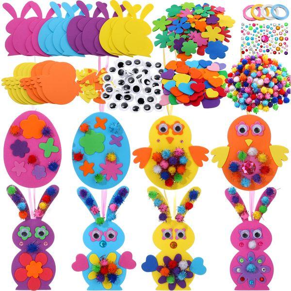 SKYLETY 588 Pieces Easter Crafts Easter Foam Stickers Set Easter Egg Bunny Chick Stickers for Kids Easter Craft Kits with Rhinestones Easter Basket Stuffers Party Favors Supplies 0