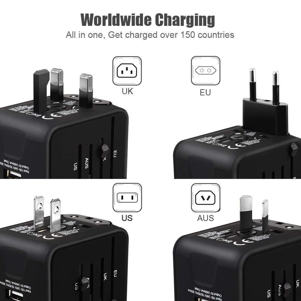 VGUARD European to UK Adapter, 1 x Plug Adaptor EU to UK Plug Adapter 2 Pin Plug Adaptor to 3 Pin for Travel or Electronic Device from France, Italy, Spain, Germany to UK - Black 2