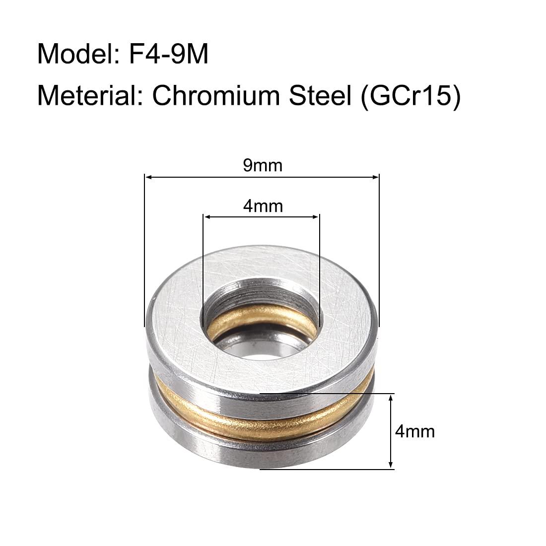 sourcing map F4-9M Thrust Ball Bearings 4mm x 9mm x 4mm Chrome Steel Single Direction 2