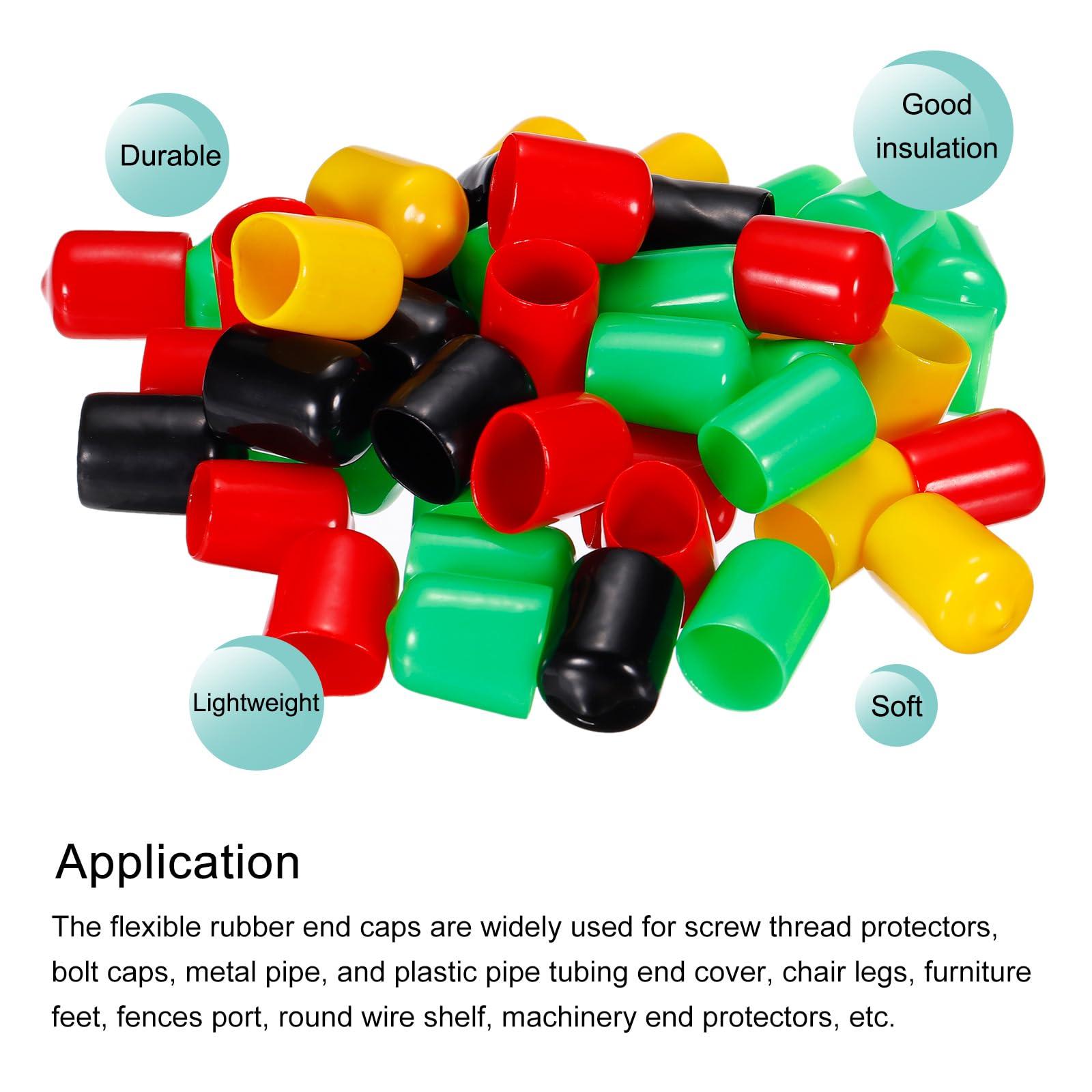 sourcing map 100pcs 16mm Rubber End Caps Cover Assortment PVC Vinyl Screw Thread Protector Round Wire Shelf Caps for Screw Bolt Pipe Fence Post 3