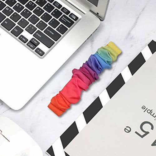 Chofit Straps Compatible with Fitbit Versa 3 Strap, Scrunchies Band Chiffon Satin Wristband Women Bracelet for Fitbit Sense/Versa 3 Smartwatch (Small, Rainbow) 3