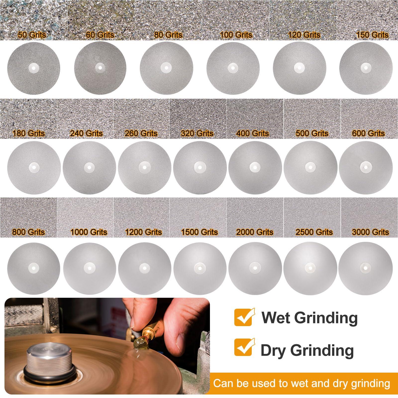 sourcing map Diamond Flat Lap Disc Set 8" x 1/2" Arbor 80/120/180/240/500 Grit Abrasive Wheel Lapping for Grinding Sanding Ceramics, Glass, Stones 3