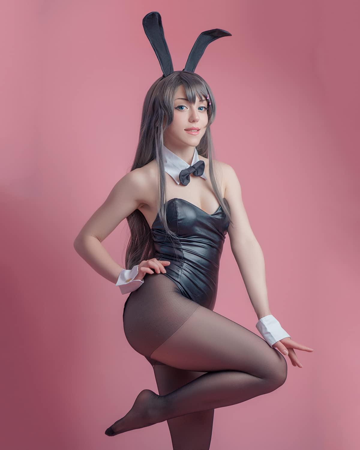 NSPSTT Bunny Cosplay Costume Sakurajima Mai Bunny Girl Senpai Cosplay Outfit Women Bunny Halloween Bodysuit Costume Black for Adult XL 3