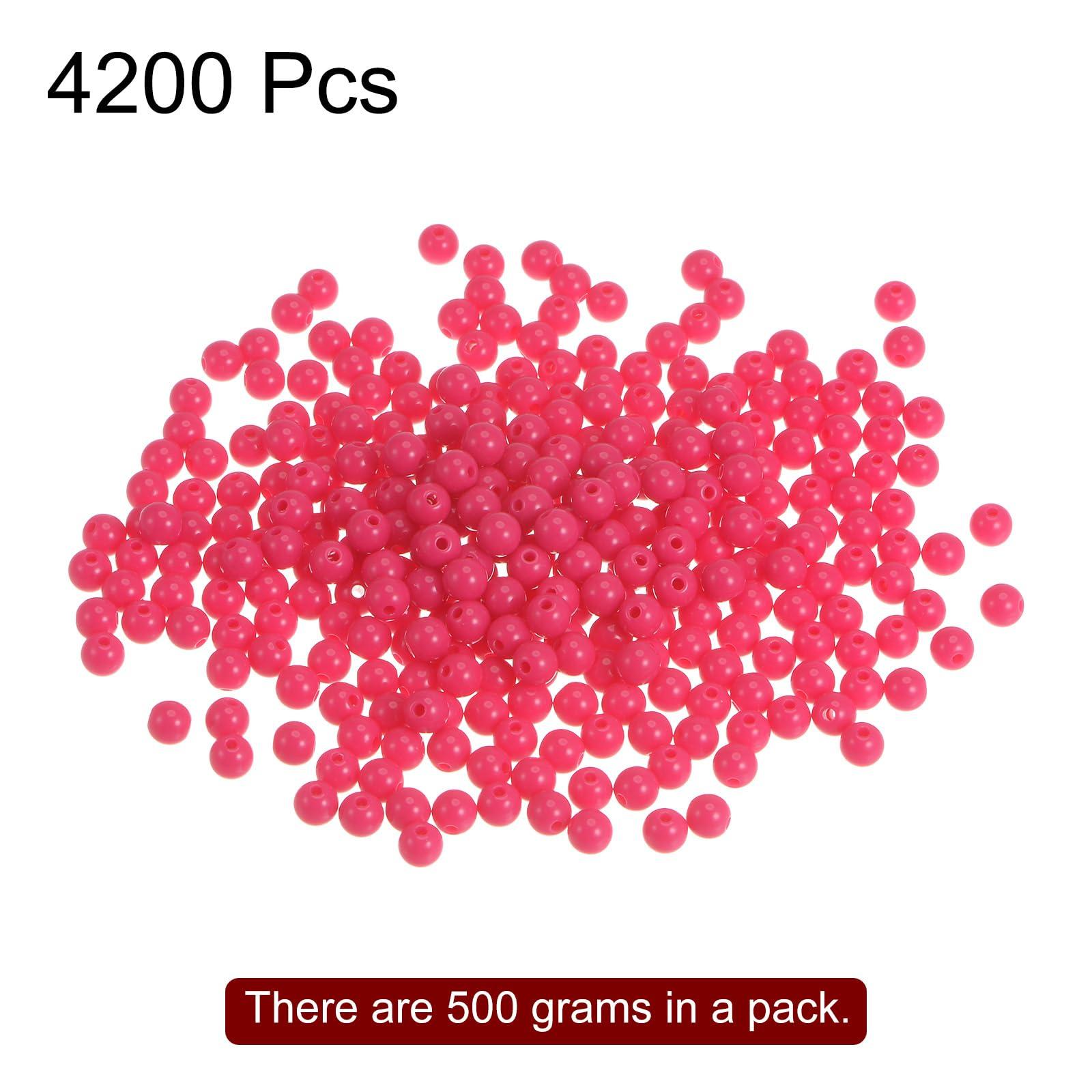 sourcing map 4200pcs Acrylic Round Beads 6mm Loose Bubble Craft Bead Assorted Candy Color for DIY Bracelet Earring Necklace Jewelry Making, Rose Red 2