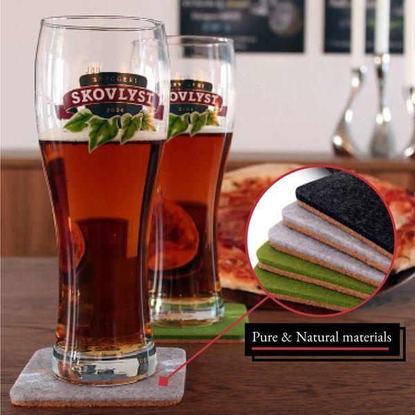 BARVIVO Classic Coasters for Drinks Absorbent Set of 8 - Perfect Classic Drink Coasters for Wooden Table Protection with Scratch Preventing Cork Side and an Instant Condensation Absorbing Felt Side 4