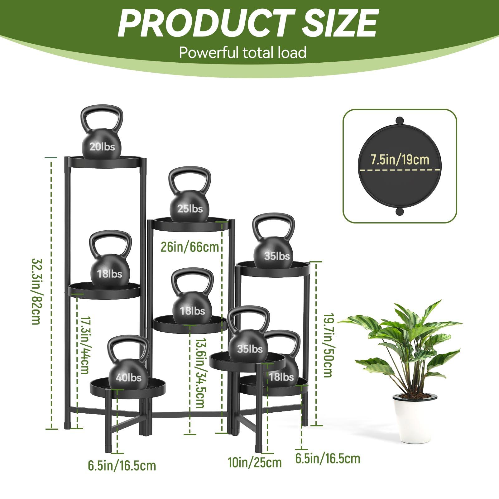 Msoesticc.dl 8 Tier Metal Plant Stand Tall Indoor Outdoor, Foldable Corner Plant Shelf for Multiple Plants, Tiered Flower Pot Stand Display Rack for Corner Balcony Garden Patio Living Room (Black) 6