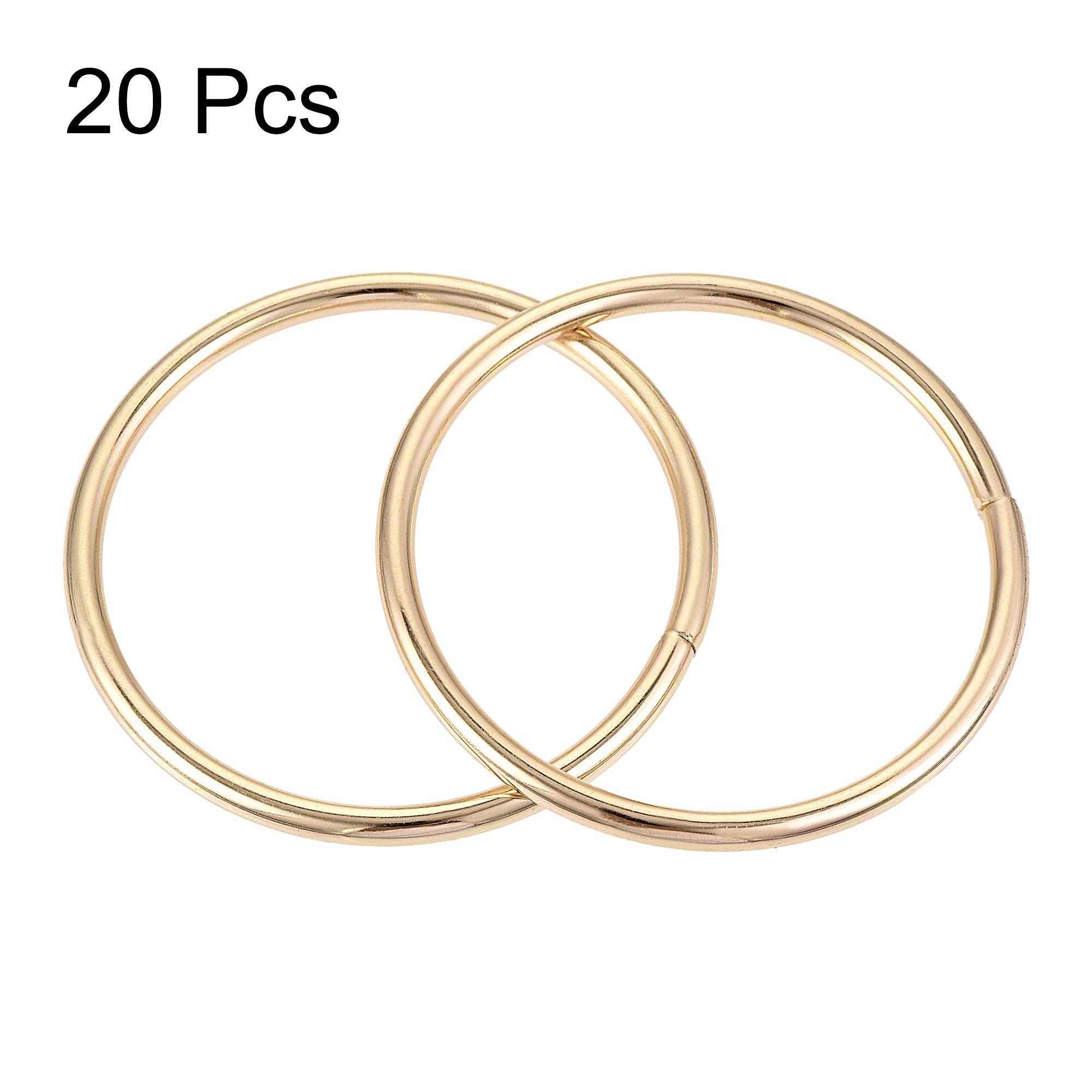 sourcing map 2"(50mm) Metal O Rings 3.5mm Thick Non-Welded Ring for Straps Bags Decoration Hardware DIY Gold Tone 20pcs 2