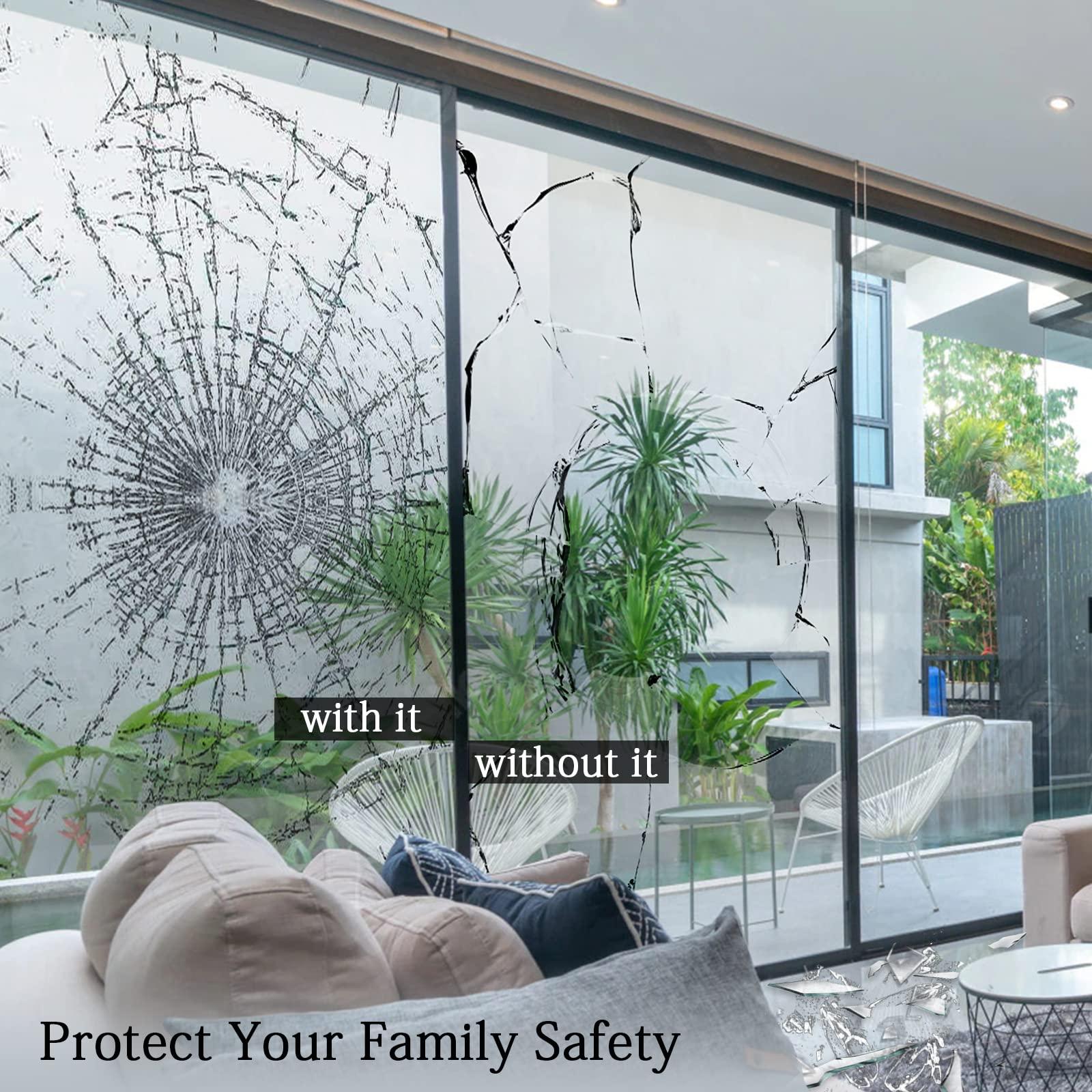 White Frosted Window Security Film 60 x 300cm, Shackcom Safety Glass Film Self Adhesive Anti-shatter for Home, Office and School 2