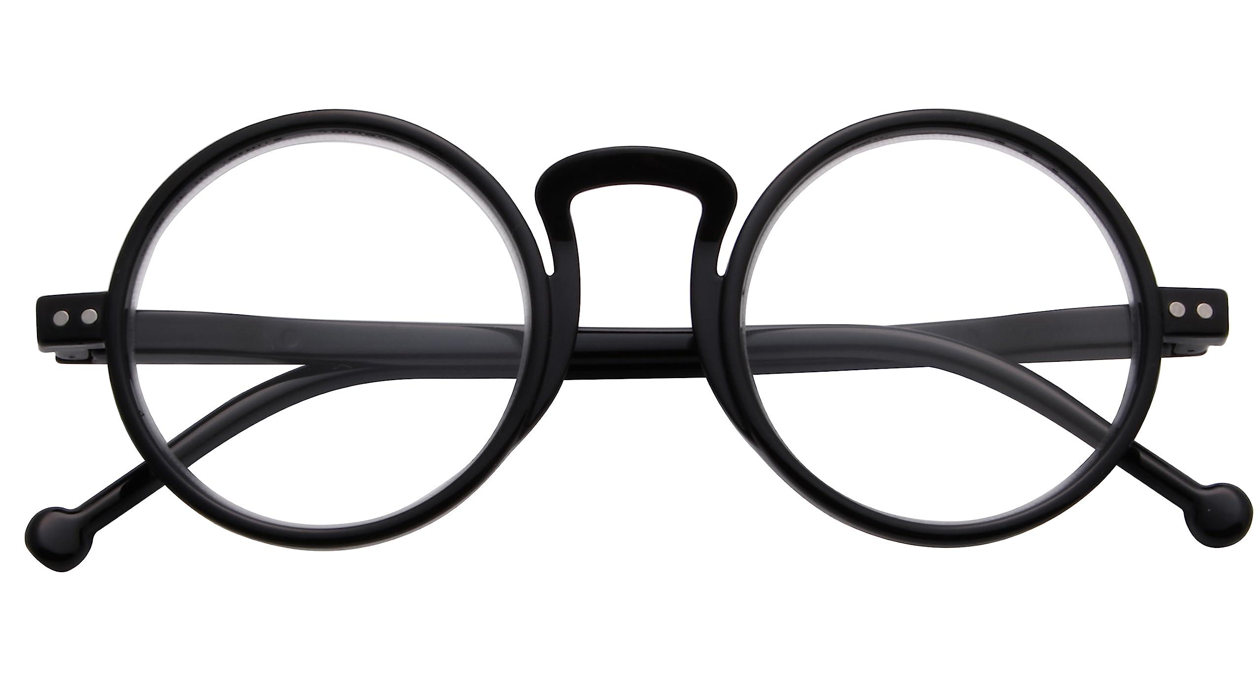 Eyekepper Round Reading Glasses for Women Men Retro Readers - Black +2.00