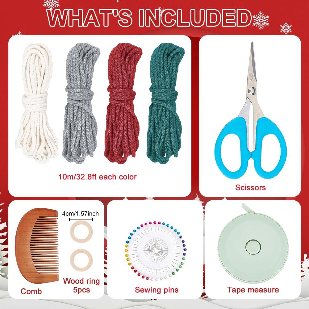 INFUNLY 4 Set DIY Macrame Christmas Tree kit Boho Macrame Kits for Adults Woven Macrame Wall Hangings Ornaments Kits for Adults with Instruction and Video Holiday Home Decor 1