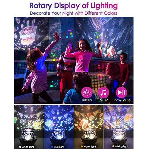 Night Light Projector with Music,Star Light Projecter with Remote Control,Personalised Gifts Baby Kids Toys,6 Projector Films 360Â° Rotation Timer Galaxy Projector Light for Bedroom/Party,Birthday Gift 2