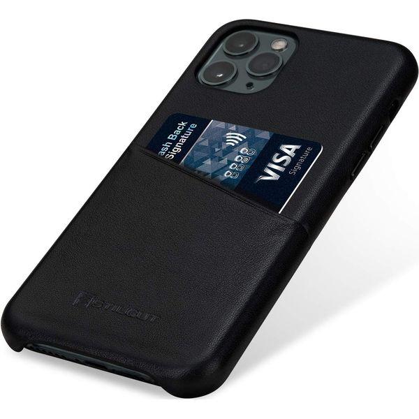 StilGut Genuine Leather Back Cover for iPhone 11 Pro Max 6.5", Slim Case with Card Slots, Black 0