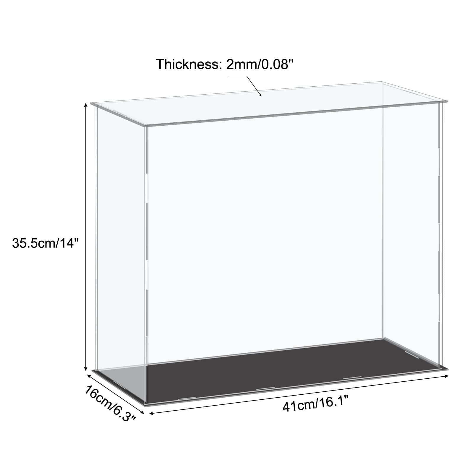 sourcing map Acrylic Display Case Plastic Box Cube Storage Box Clear Small Assemble Dustproof Showcase 41x16x35.5cm for Collectibles Items 1