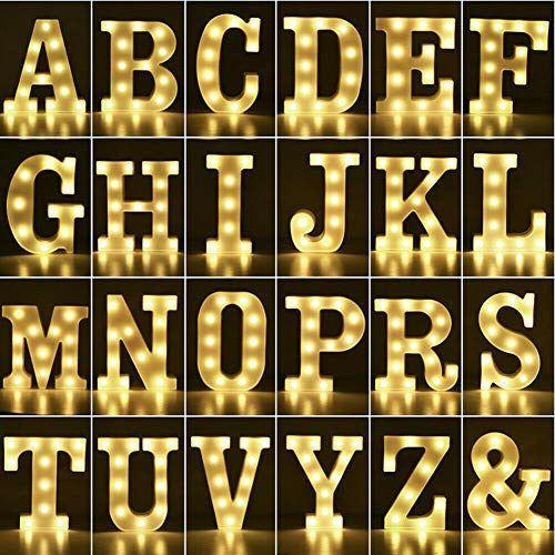 Light up Letters LED Sign Marquee Letters with Lights Alphabet Number Lamp Lighting up Words Standing Hanging 0-1 Wedding Birthristmas Lamp Home Bar Decoration (J) 1