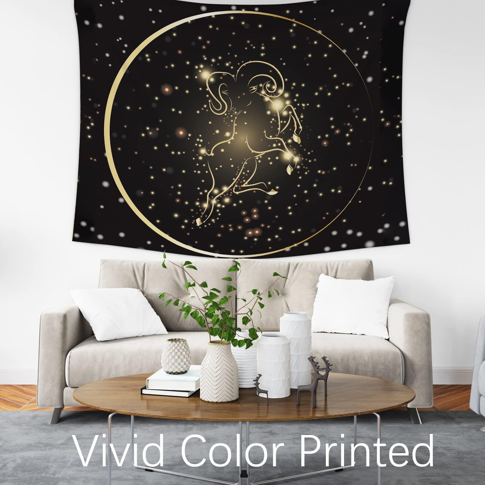 Berkin Arts Decor Tapestry for Wall Hanging Premium Polyester Fabric Backdrop Space Art Goddess Art flowing golden scarf Twinkling Spiral Nebula 51.2 x 59.1 Inch 2