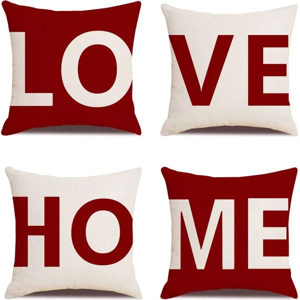 MYCDXE Pillow Cushion Covers 50x50cm Set of 4 Throw Pillow Cover 20x20inch Linen Decorative Home Love Pillow Cases For Couch Livingroom Sofa Bedroom Car Chair 0