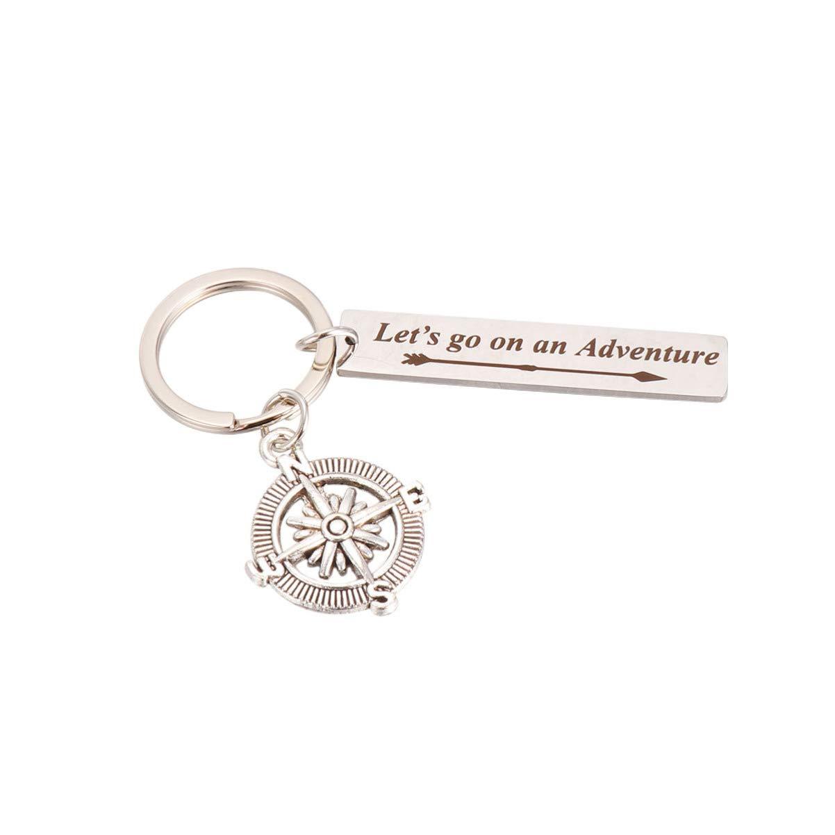 6pcs Graduation Keychain Let Go On an Adventure Keychain Metal Compass Keyrings Keychain Graduation Inspirational Keychain 4