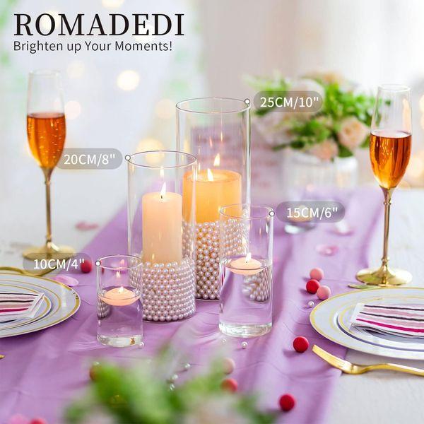 Romadedi Glass Hurricane Candle Holder - 3Pcs Pillar Candle Holder Flower Vase for Pillar Floating Tea Light Candles for Christmas Table Centerpiece Decorations Dining Living Room Home Decor 2