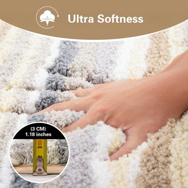 Carvapet Non Slip Bath Mat Absorbent Bathroom Rug Mat Striped Thick Soft Microfiber Bath Rug Carpet(51x81cm,Yellow) 1