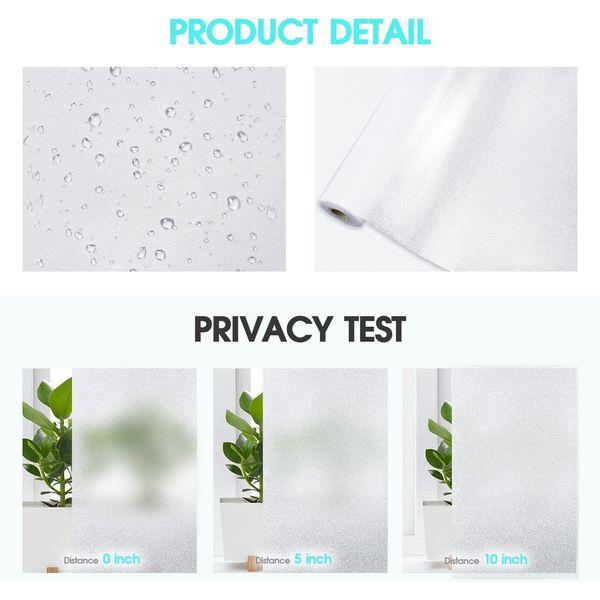 ouyili Frosted Glass Window Film Static Clings Removable Non Adhesive, Add Privacy and Style to Your Windows, Anti-UV Heat Control Sun Blocking not Affect Natural Light Enter (90 cm×500 cm) 1