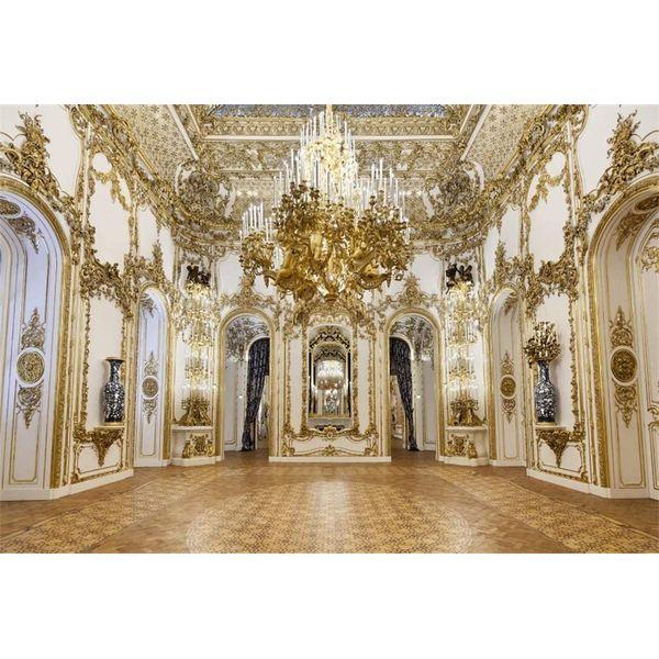 Renaiss 7x5ft Luxurious Palace Backdrop Chandelier Arch Door Noble Glittering Hotel Photography Background Kids Adult Travel Vacation Photo Booth Shoot Vinyl Studio Props 0