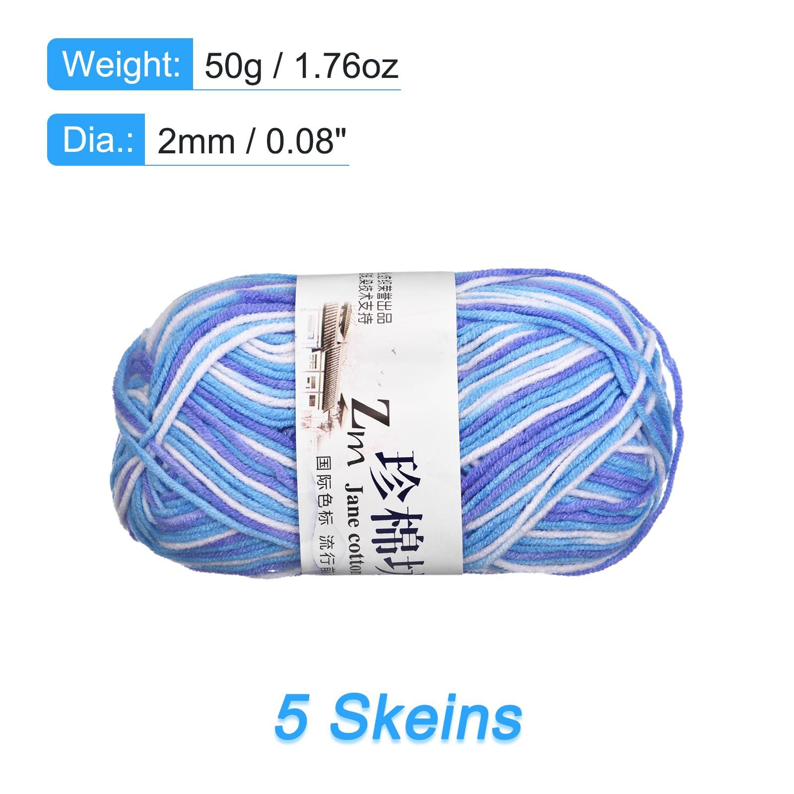 sourcing map Cotton Blend Yarn, 5 Pack of 50g/1.76oz Soft Crochet Craft Yarns for Knitting and Crocheting Craft Projects, Blue 1