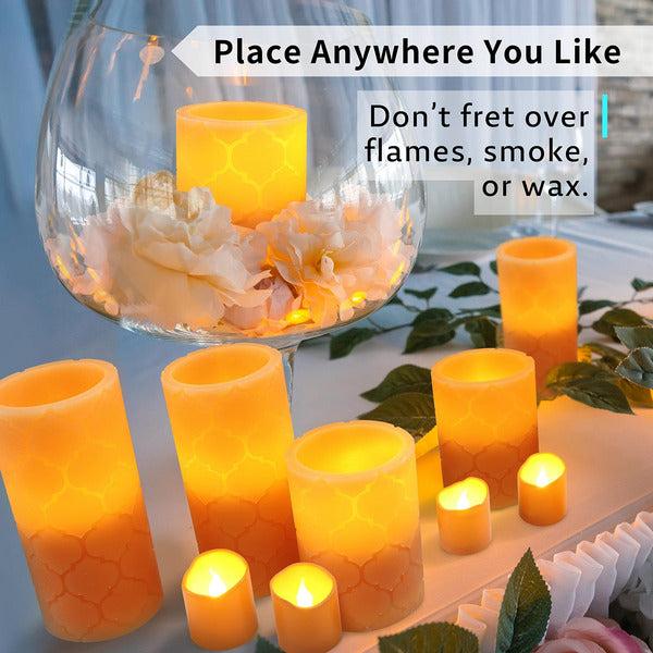 Furora LIGHTING LED Flameless Candles with Remote - Battery-Operated Flameless Candles Bulk Set of 8 Fake Candles - Small Flameless Candles & Christmas Centerpieces for Tables, Orange Nordic 3