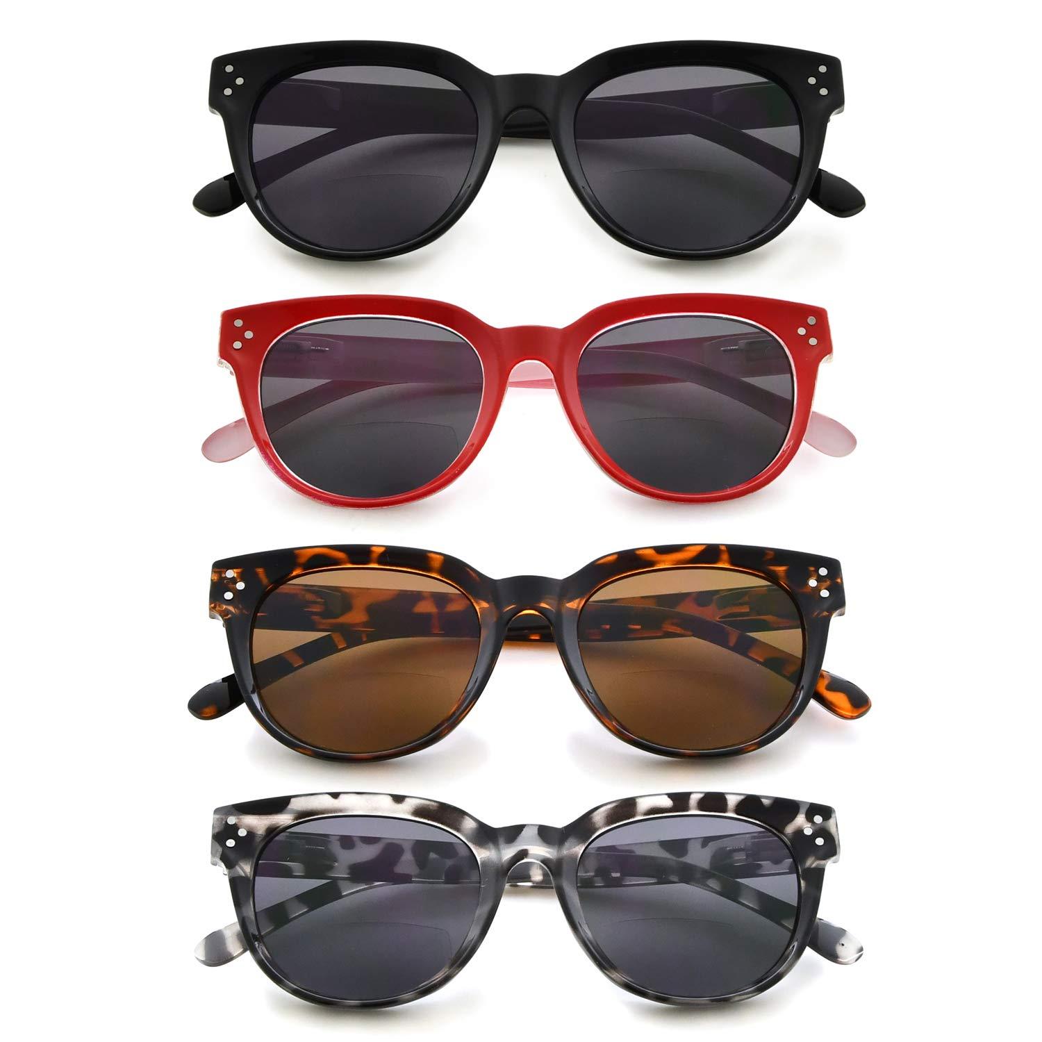 Eyekepper 4-packing Bifocal Glasses for Women Reading under the Sun Stylish Bifocal Readers Tinted Lens +2.00 1