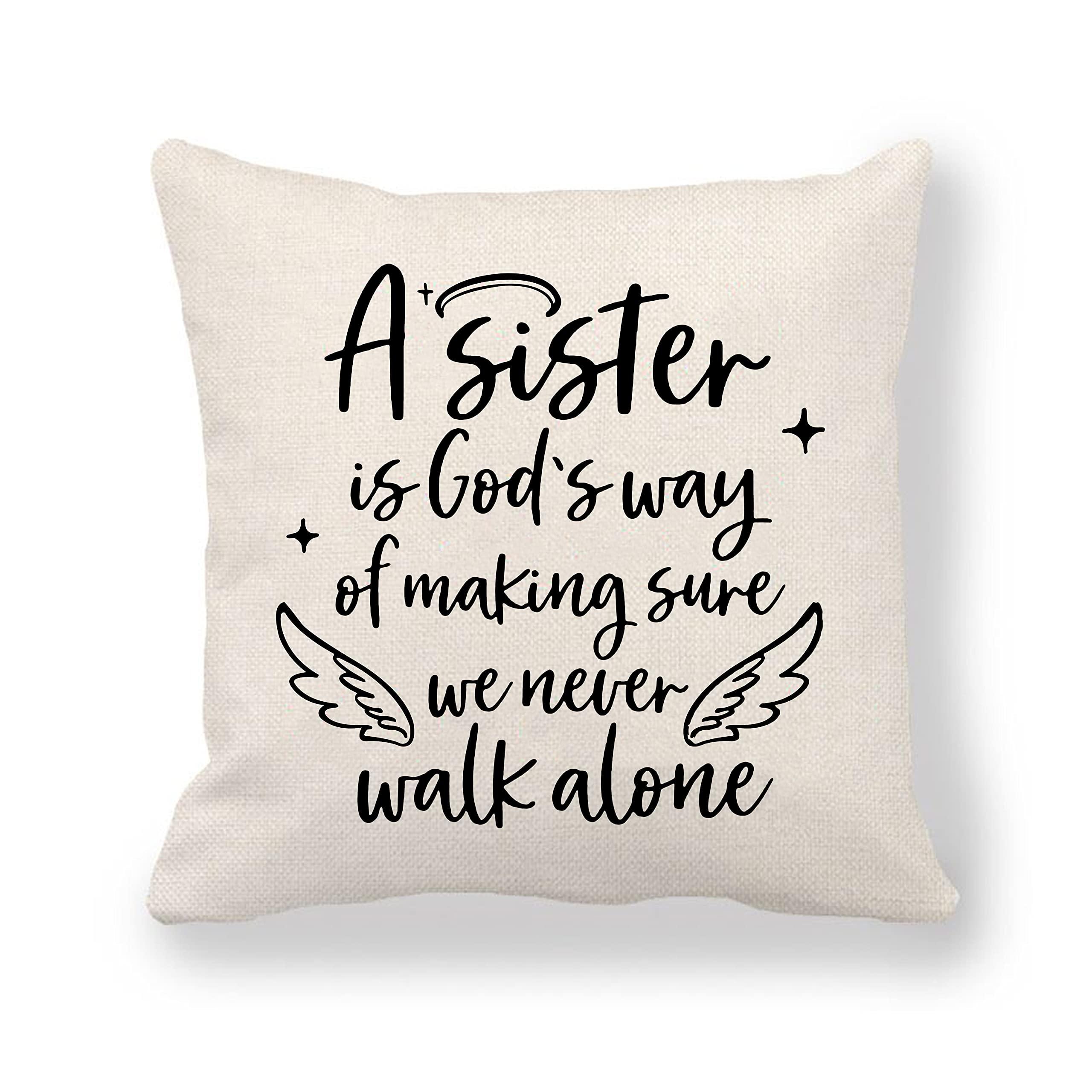 Sister Gifts from Sister Gift - Cushion Cover Pillow Cover Funny Friendship Gifts Graduation Birthday Christmas Leaving Gifts for Soul Sister 0