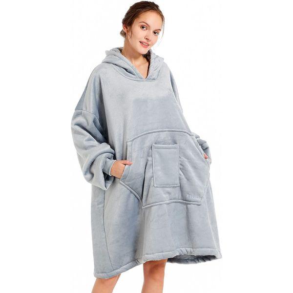 REDESS Blanket Hoodie Sweatshirt, Wearable Blanket Oversized Sherpa with Sleeves and Giant Pocket, Cozy Hoodie Warm for Adult Kids