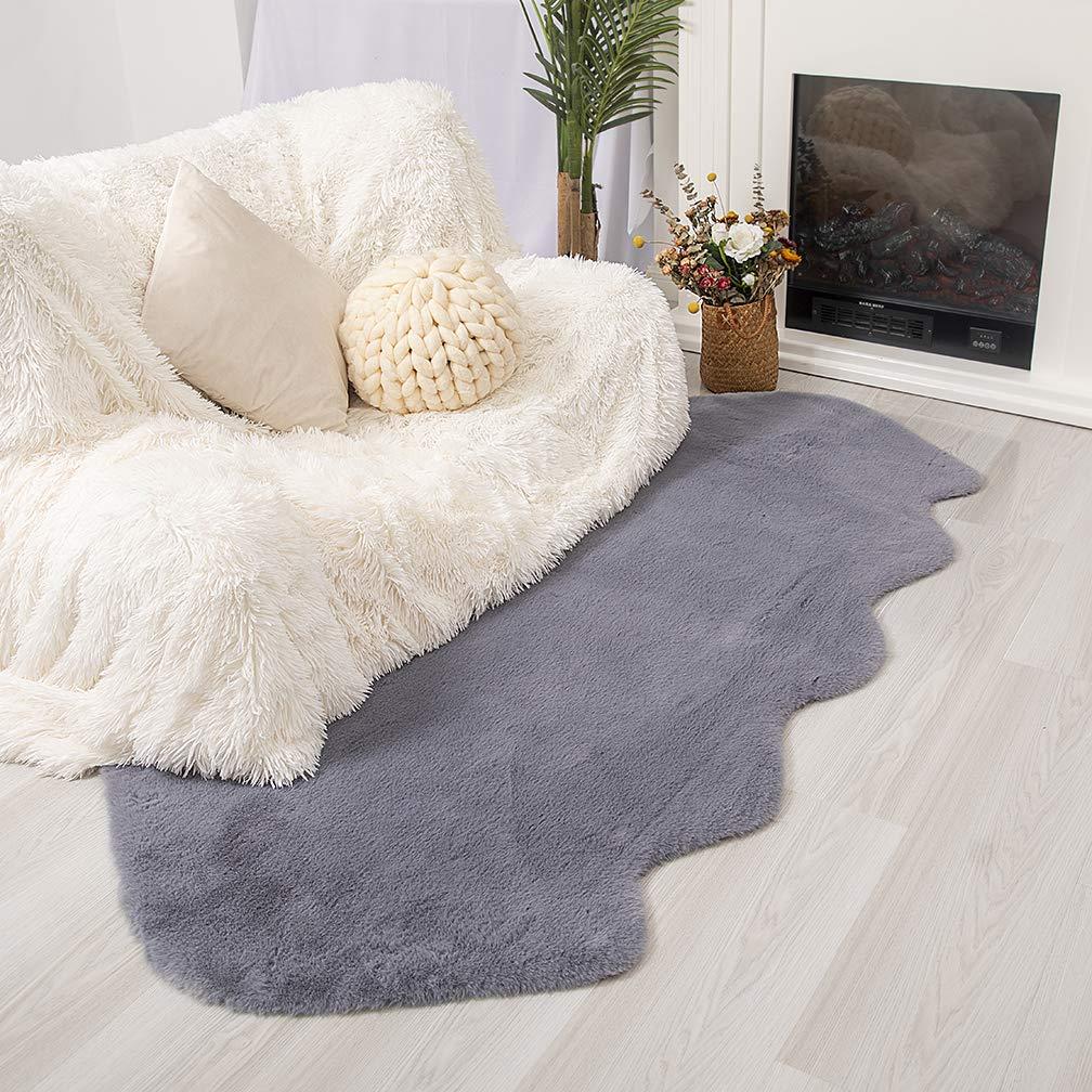 JXLOULAN Faux Rabbit Fur Area Rug 160 x 230 cm- Soft Fluffy Rugs Anti-Skid Carpet for Living Room Bedroom Sofa Nursery Rugs 6