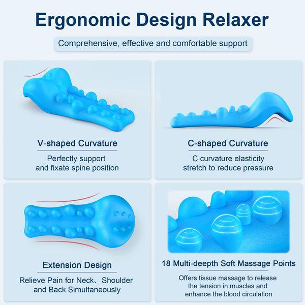 Fanlecy Neck and Shoulder Relaxer with Upper Back Massage Point, Cervical Traction Device Neck Stretcher for TMJ Pain Relief and Cervical Spine Alignment Chiropractic Pillow (Blue) 1
